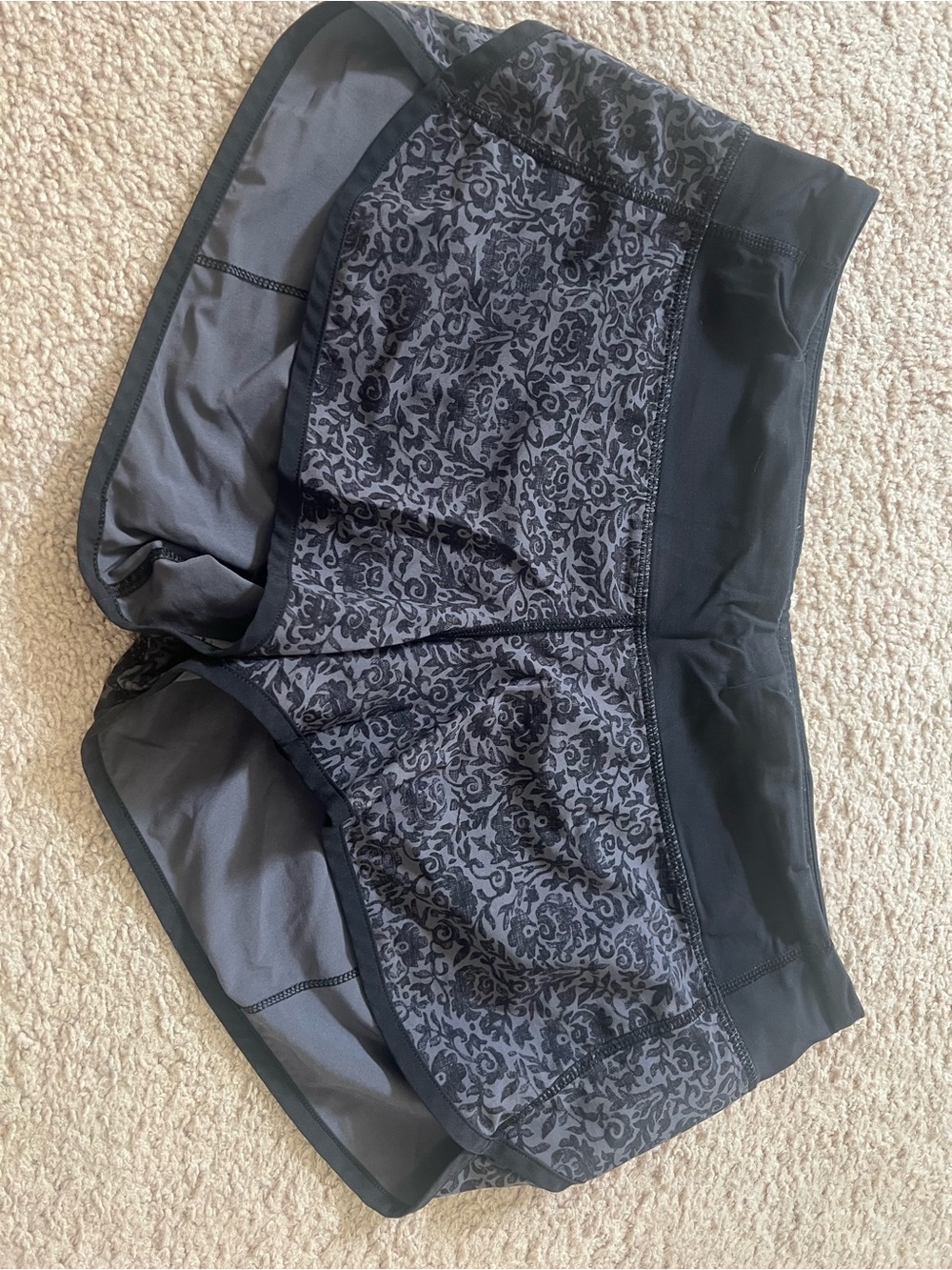 lululemon athletica Black Floral-Pattern Speed Up Shorts